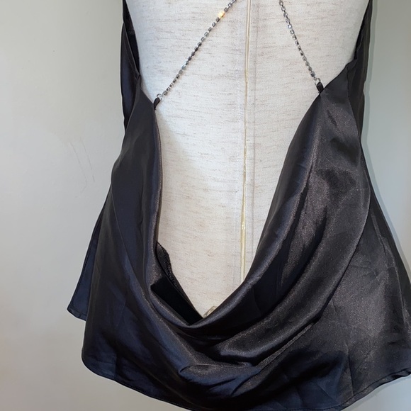 Et Clet black top with faux rhinestone straps size L NWT - Picture 6 of 8